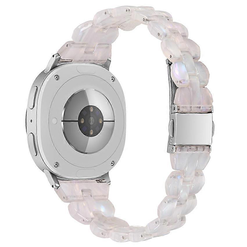 Watch Strap Diamond-Pattern Resin Watch Band for Samsung Watch8/ 8Classic (Shell White Strap Only)