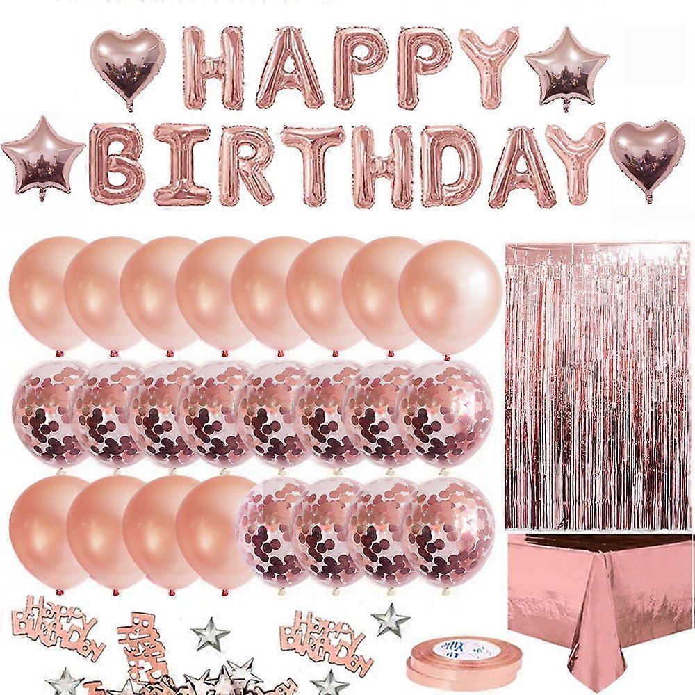 Rose gold tablecloth set confetti balloon decoration scene layout