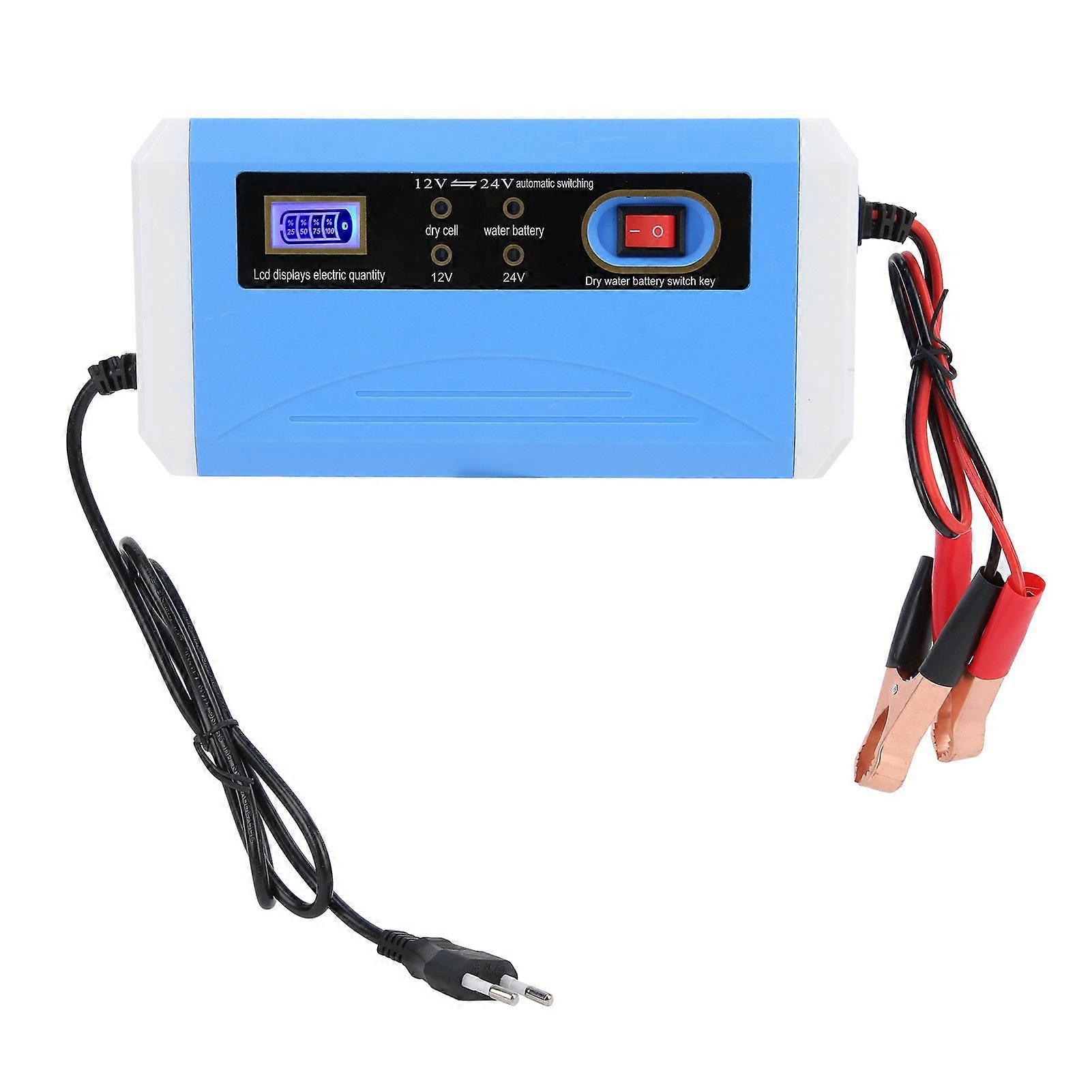 Car Battery Charger 12V/24V Efficient Intelligent LCD Display Automatic Transfer Pulse Repairing for 10Ah200Ah 110240V