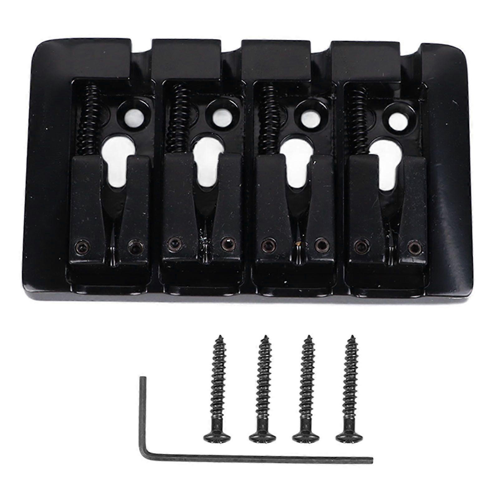 L Shaped Bass Bridge 4 String High Mass Metal Electric Bass Bridge Accessory for Musical Instrument Black