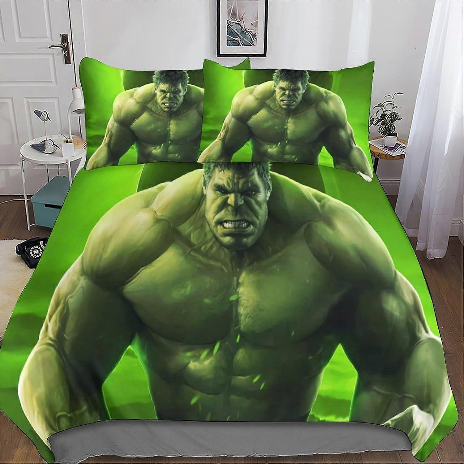 t319 Bedding Set Double Size Bedding Hulk Printed Duvet Cover Super Soft Hypoallergenic Microfiber Quilt Cover with Pillowcase with Zipeer Closure for