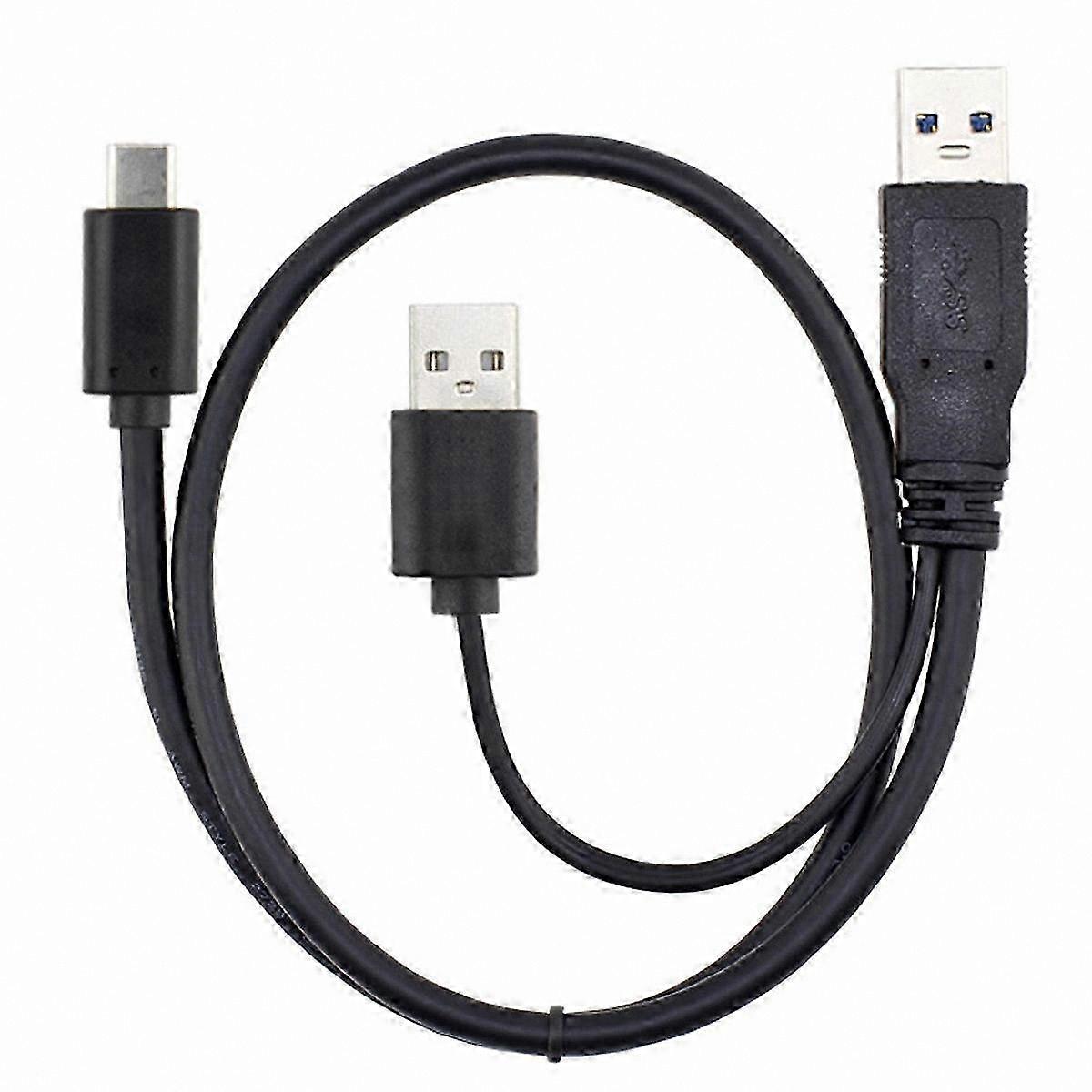 USB-C to USB 3.0 & USB 2.0 Dual Power Data Y Cable for Laptop and Hard Drive Connection