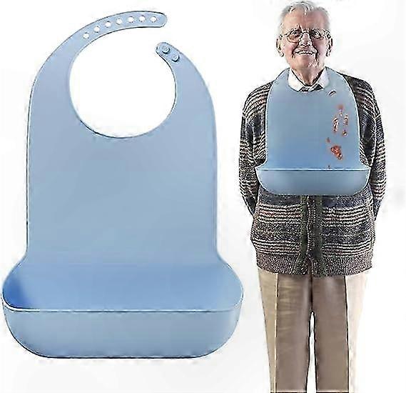Waterproof Adjustable Bib with Crumb Catcher for Adults