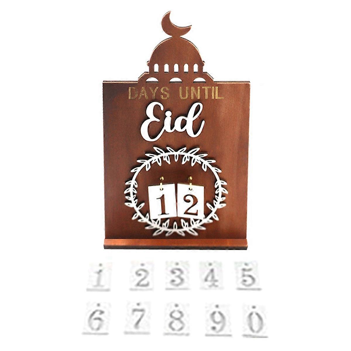 Countdown Calendar Eid Al-Fitr Desktop Decorations Wooden Farmhouse-A
