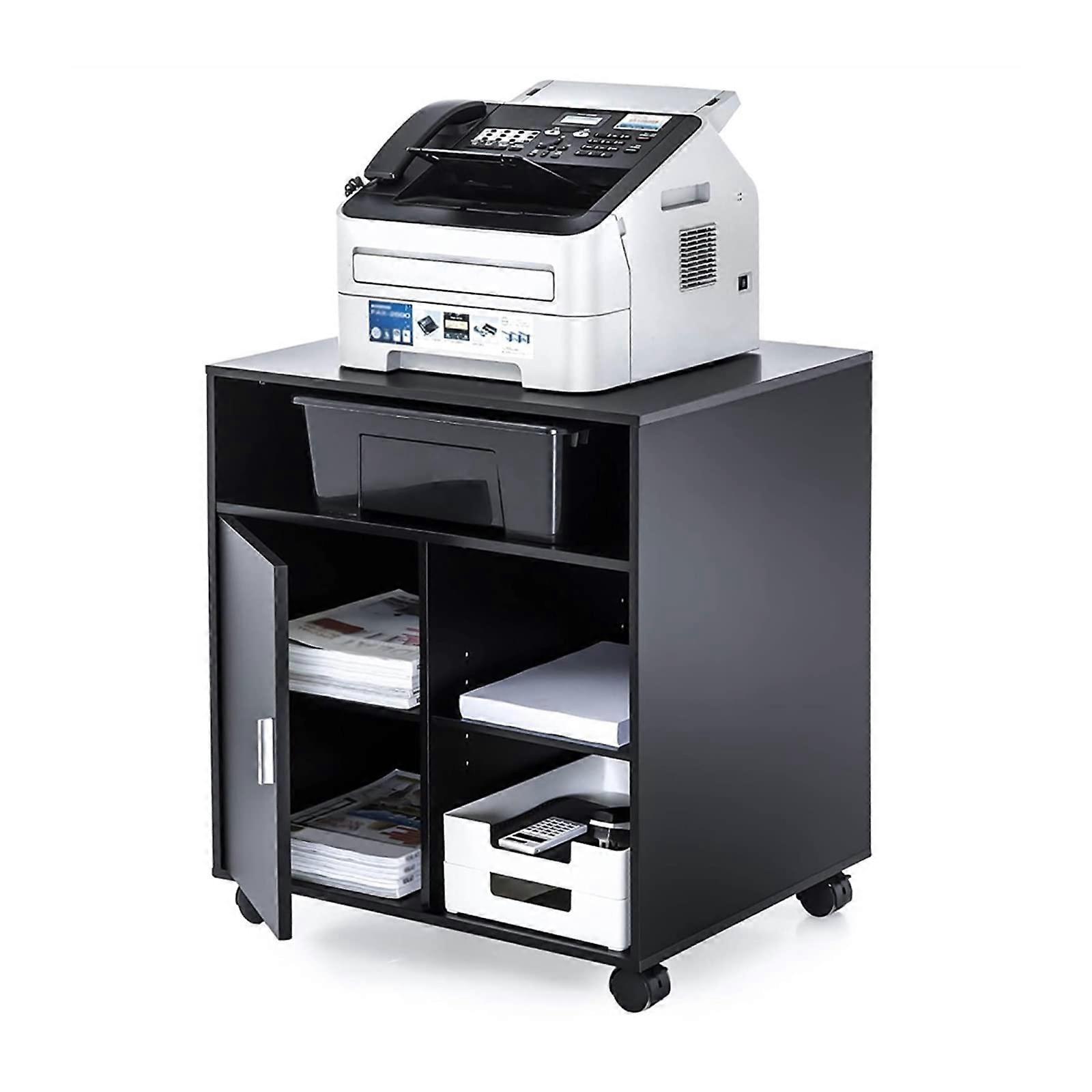 Filing Cabinet Wooden UnderDesk Printer Stand With Storage On Wheels, File Storage Cabinet, One Size