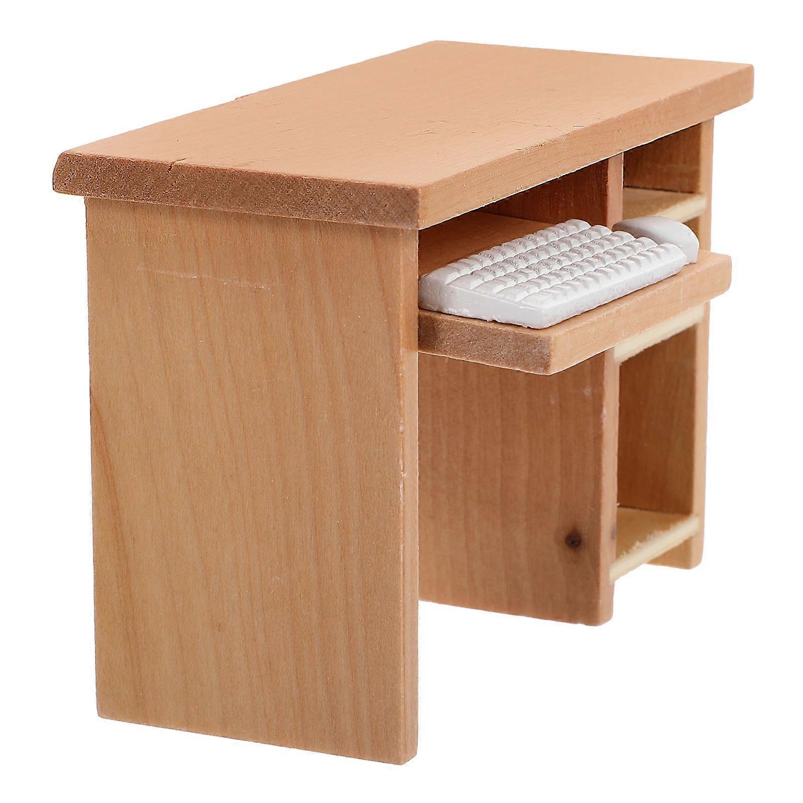 Miniature Office Table with Mouse and Keyboard for Decor 3Sets