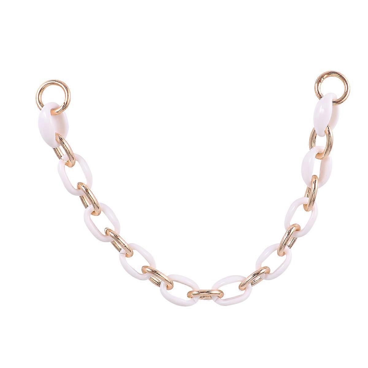 Chain Strap Crossbody Bag Handle Replacement 2Pcs White Alloy
