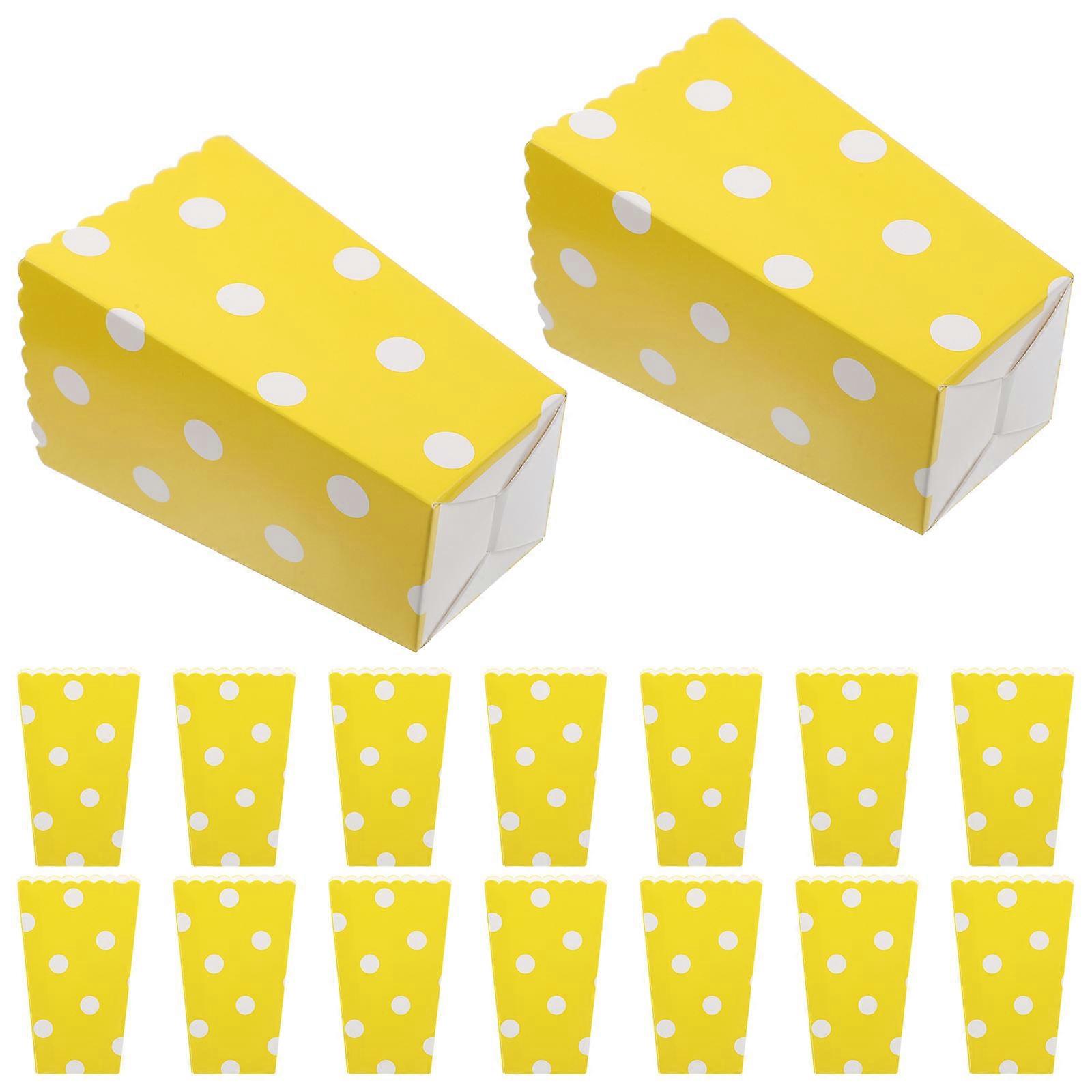 Party Popcorn Boxes Paper with 24Pcs Yellow French Fries Snack Boxes