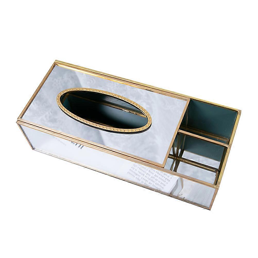 Glass Tissue Box Brass Mirrored Tissue Holder for Storage Use 3Pcs