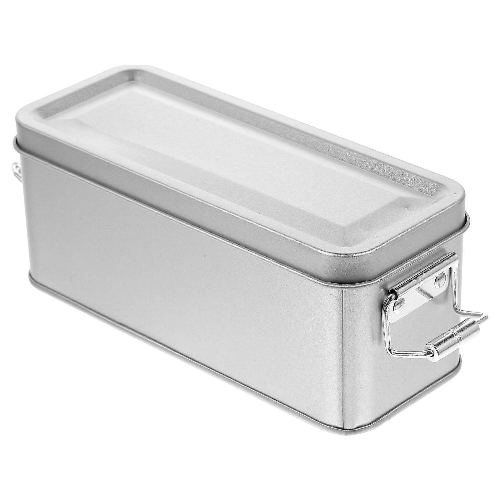 Silver Tinplate Cookie Box for Storage 4Pcs Metal Storage Cases