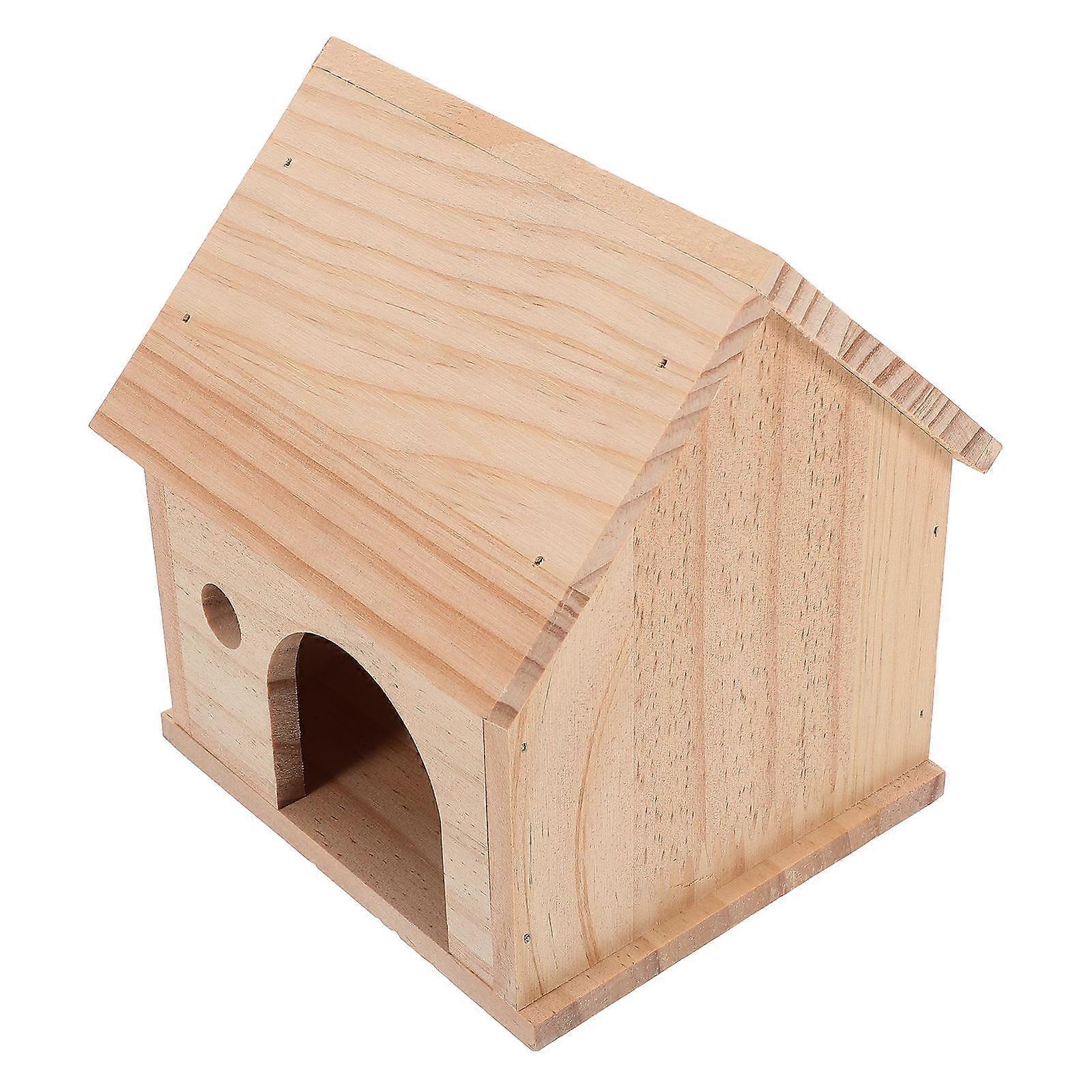 Hamster House Wooden Hideout Small Animal Hideaway with 4Pcs Included