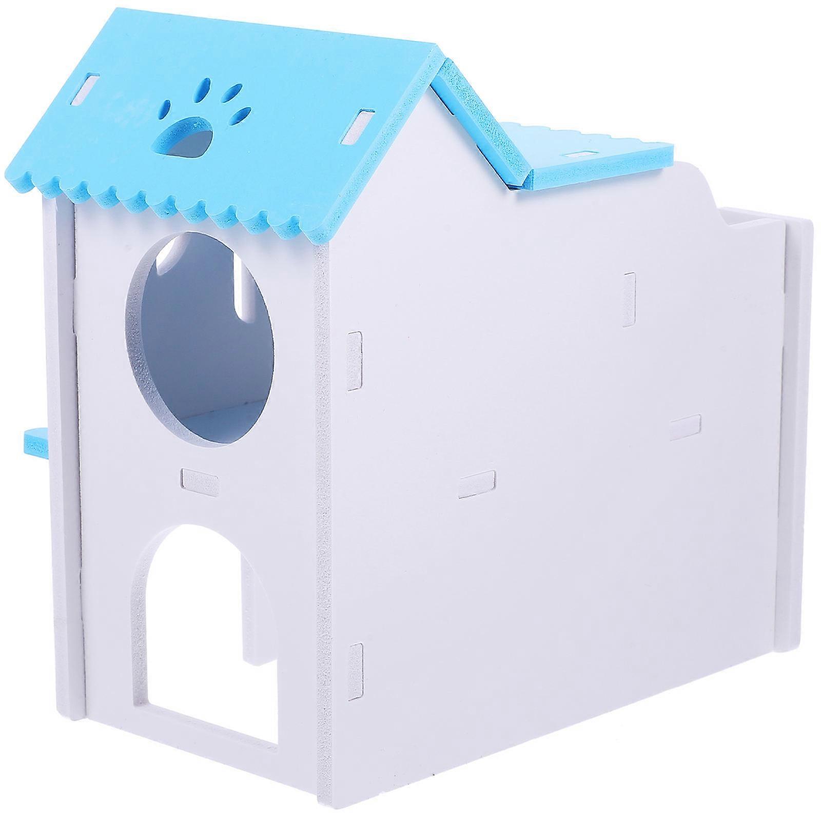 Guinea Pig Hideout House Hamster House Villa Indoor Pet Use Scratch Resistant Durable Pvc Sky Blue 1Set