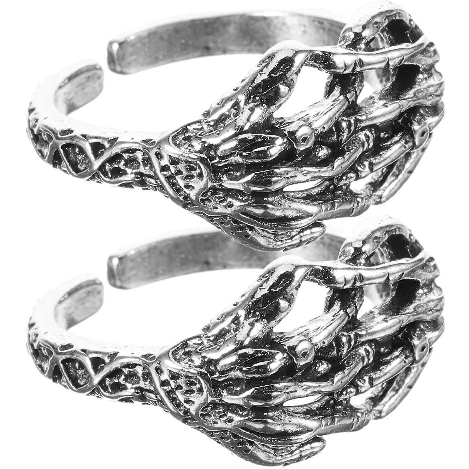Gothic Skull Rings Skeleton Hand Rings Alloy Material 8Pcs Set