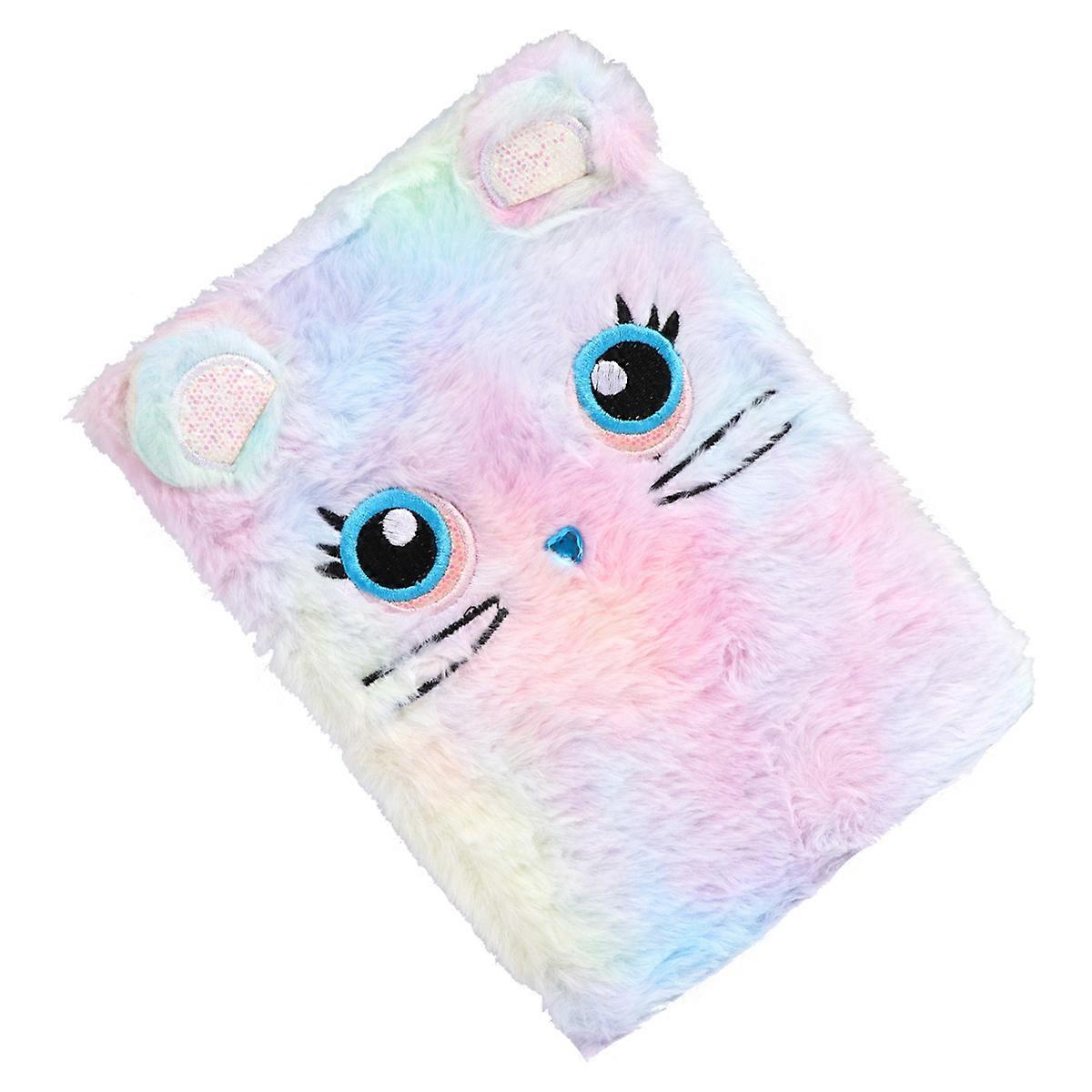 Writing Pad Plush Notebook for Students Cartoon Colorful Cat Design