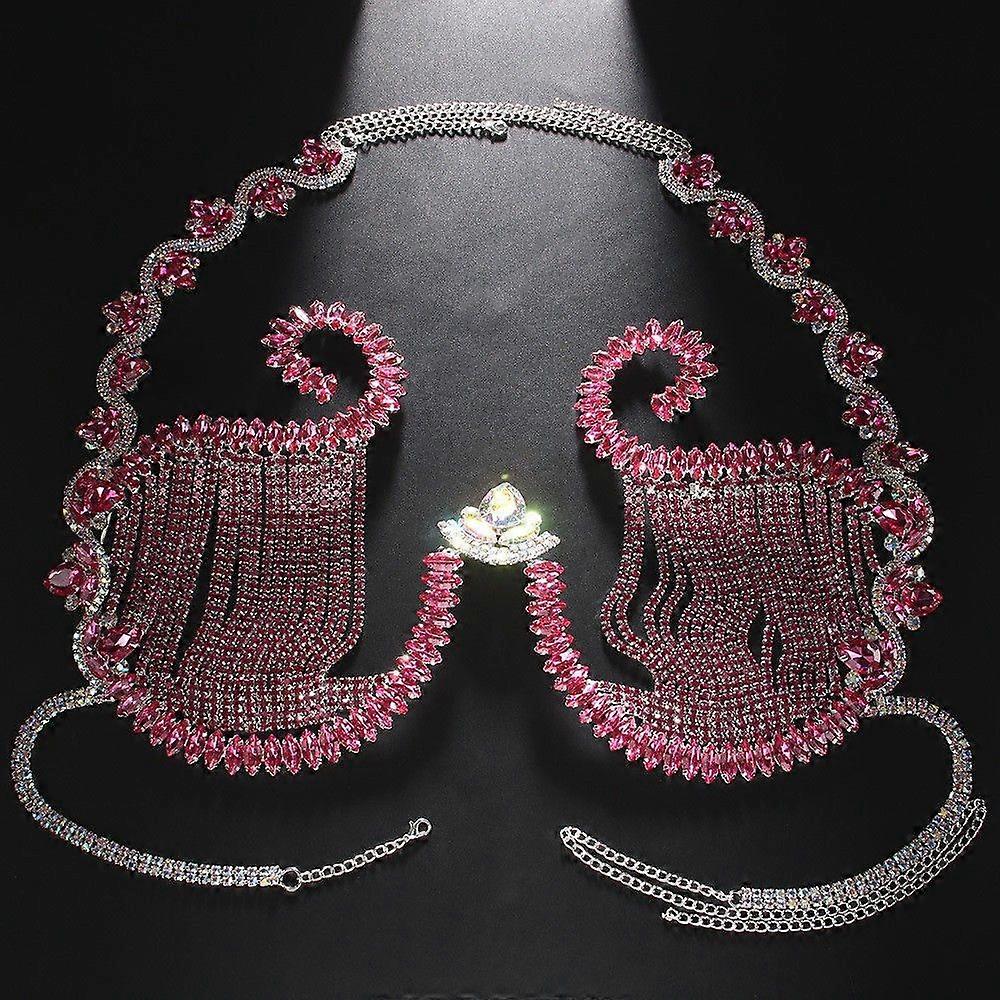 Nightclub performance multi-layer rhinestone chest chain bikini shell body chain