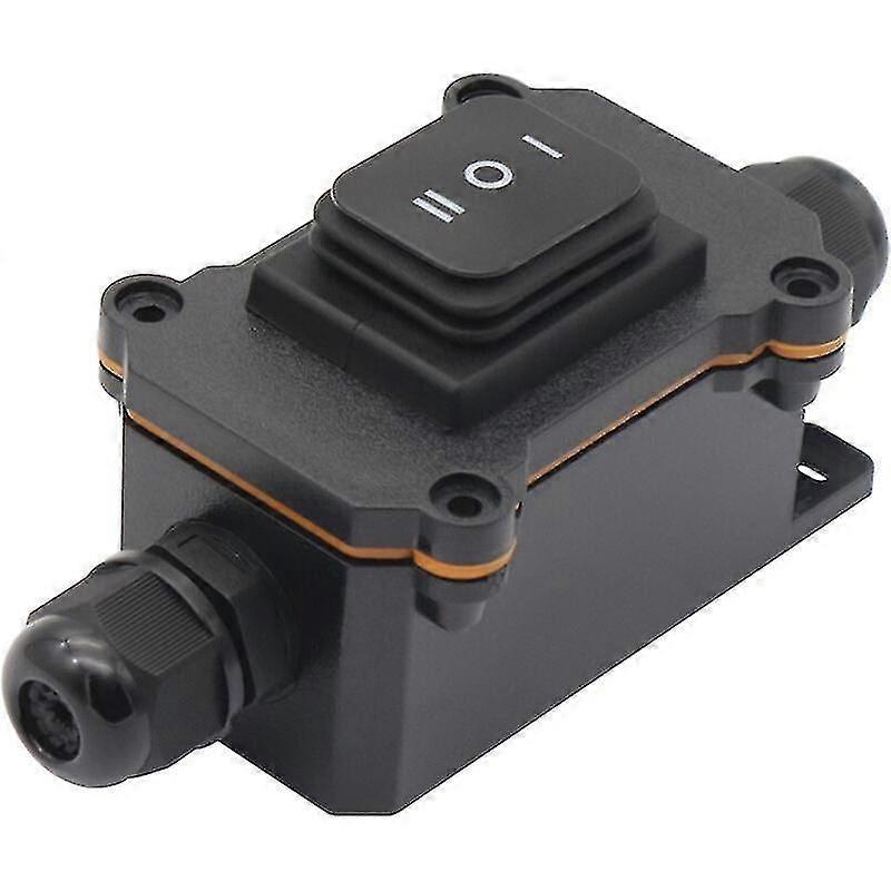 Ip68 Boîte de jonction étanche + Extérieur 12v 3 Vitesse Interrupteur à bascule Set 2 Way Socket Line Wire Range 4 à 8mm - Noir