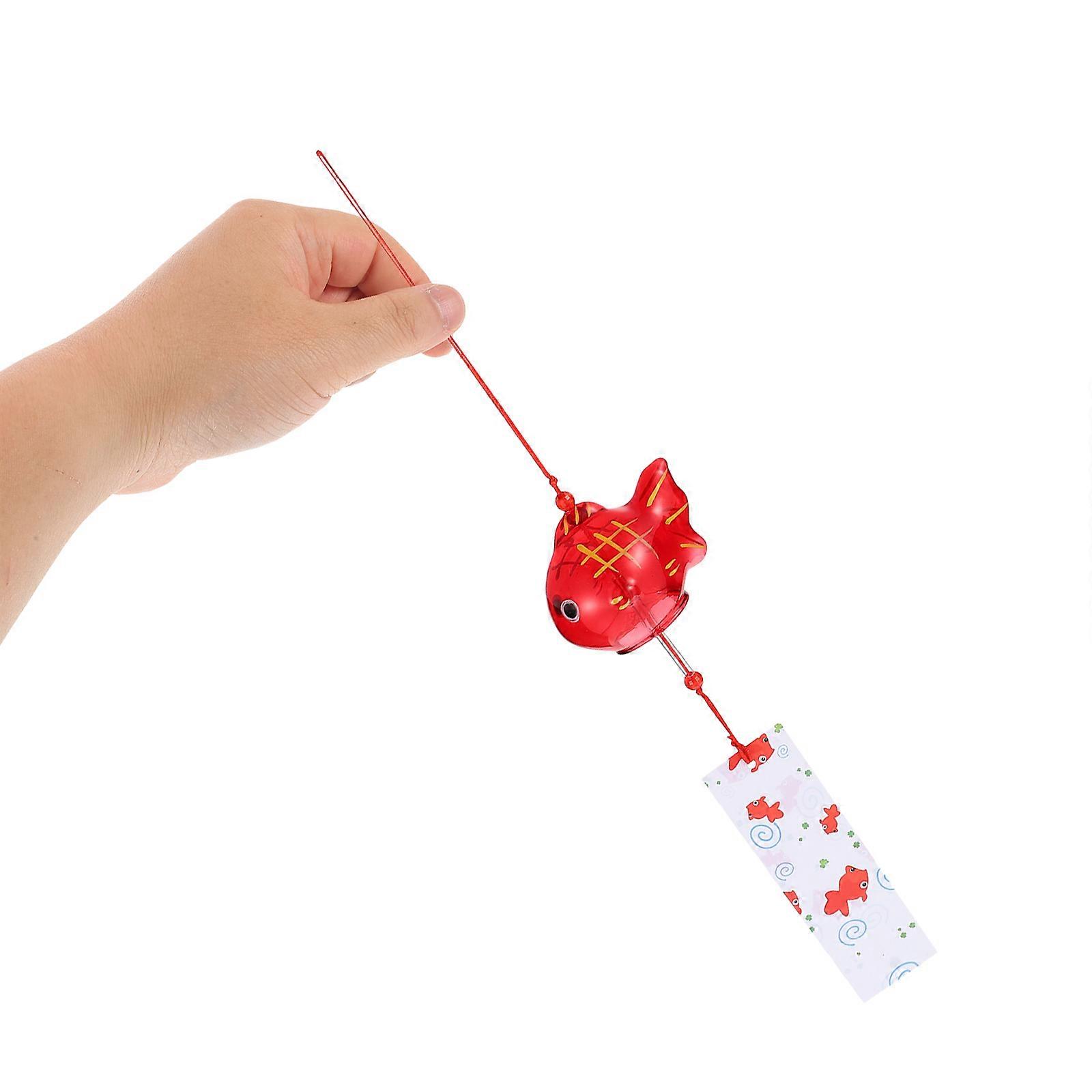 Japanese-Style Glass Wind Chime 2Pcs Goldfish Pattern Hanging Decoration for Outdoor