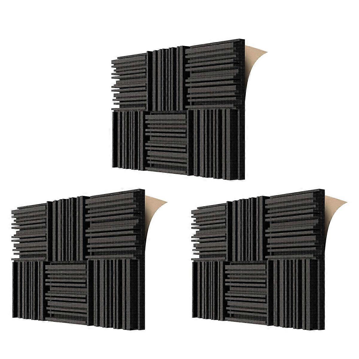 6 Pcs Self-Adhesive Acoustic Foam Panels,Black