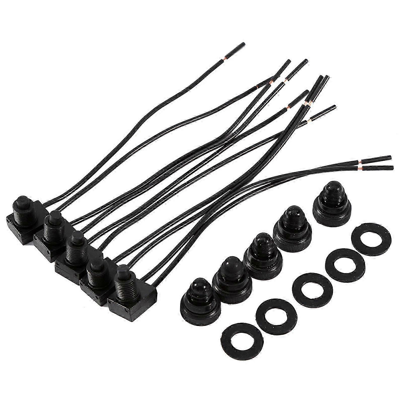 25-26 5Pcs 12V Waterproof Push Button On Off Switch with 4" Leads For Motorcycle Car