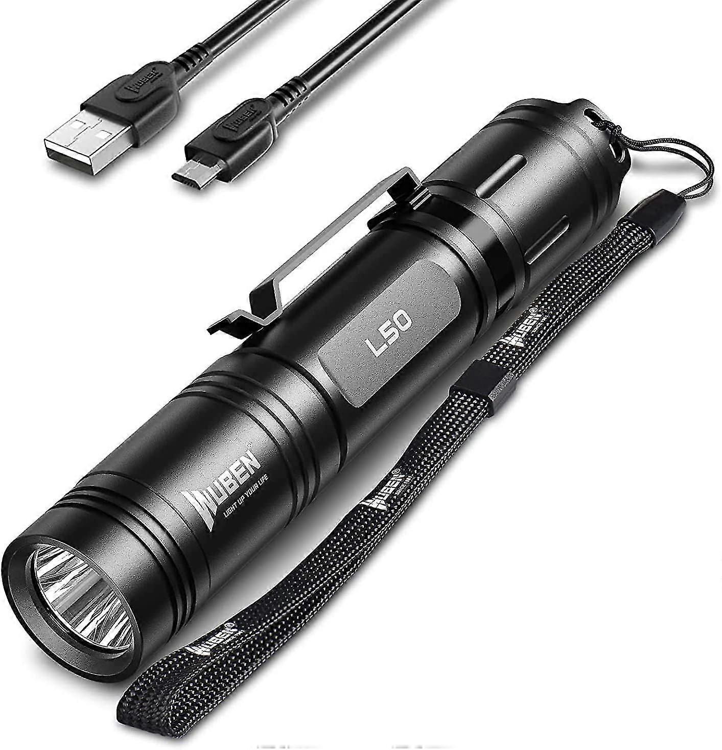 L50 Ultra Powerful Led Flashlight, Rechargeable 1200 Lumens Waterproof With Memory Function Military Tactical Torch Light, 5 Modes, For Camping, Hikin