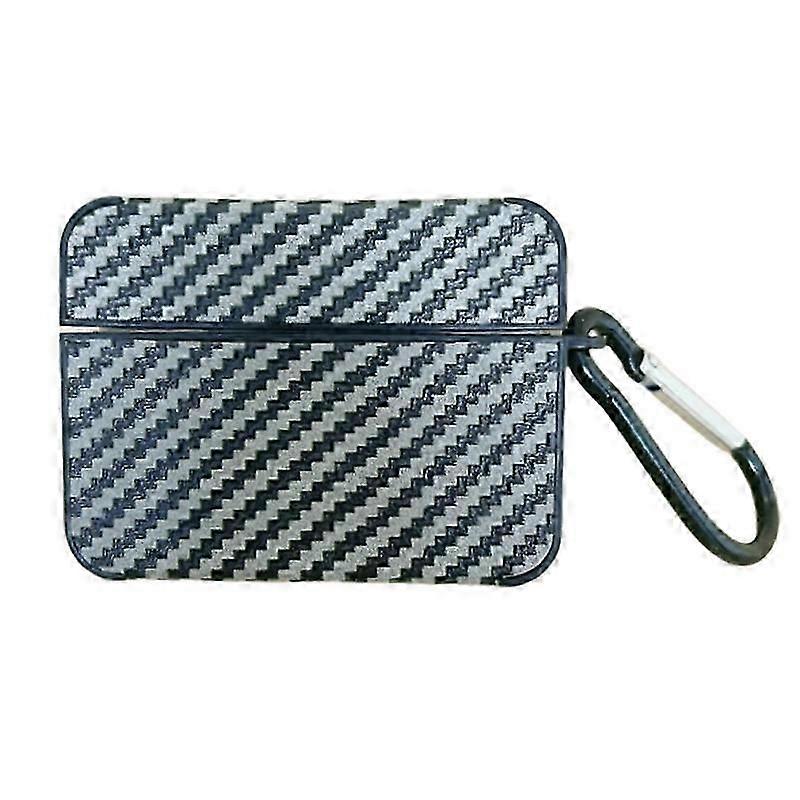 Carbon Fiber Square Leather Earphone Case with Hook