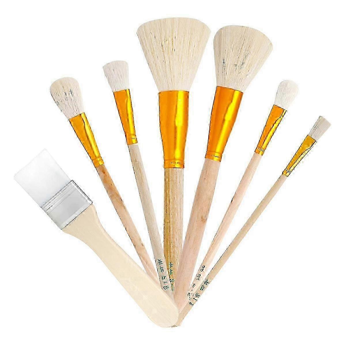 7 darab ecset akrilfestéshez Mop kefe fa fogantyúval Kézművesség Arctest művészet Olajfestmény