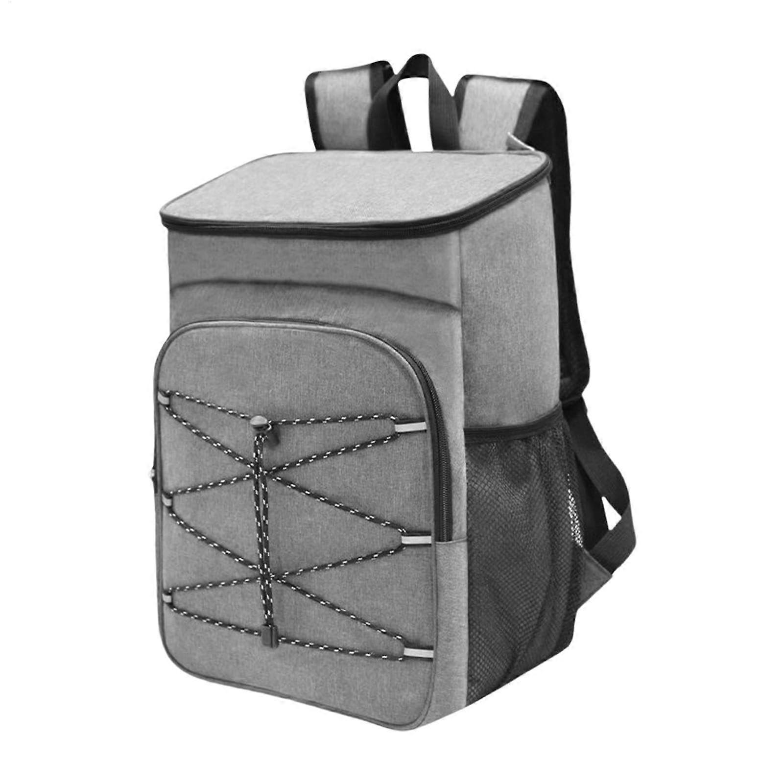 Cooler Backpack Large Capacity Leakproof Picnic Bag Food Container With Multiple Compartments For Camping Hiking Grey