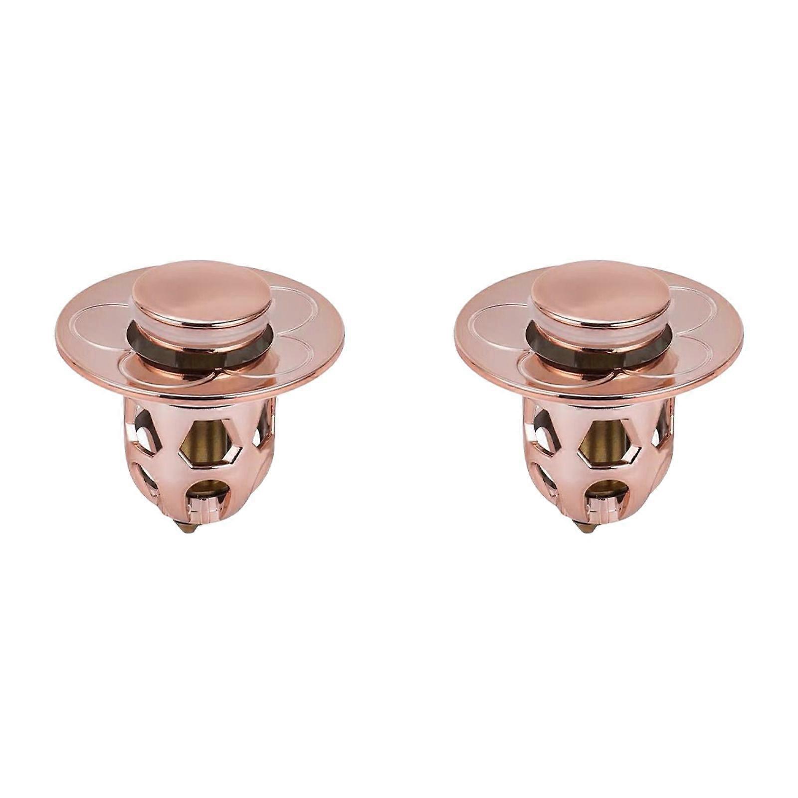 2PCS Washbasin Electroplating Drainer Bouncing Core Washbasin Pool Basin Copper Core Push Type Bouncing Core Leaking G