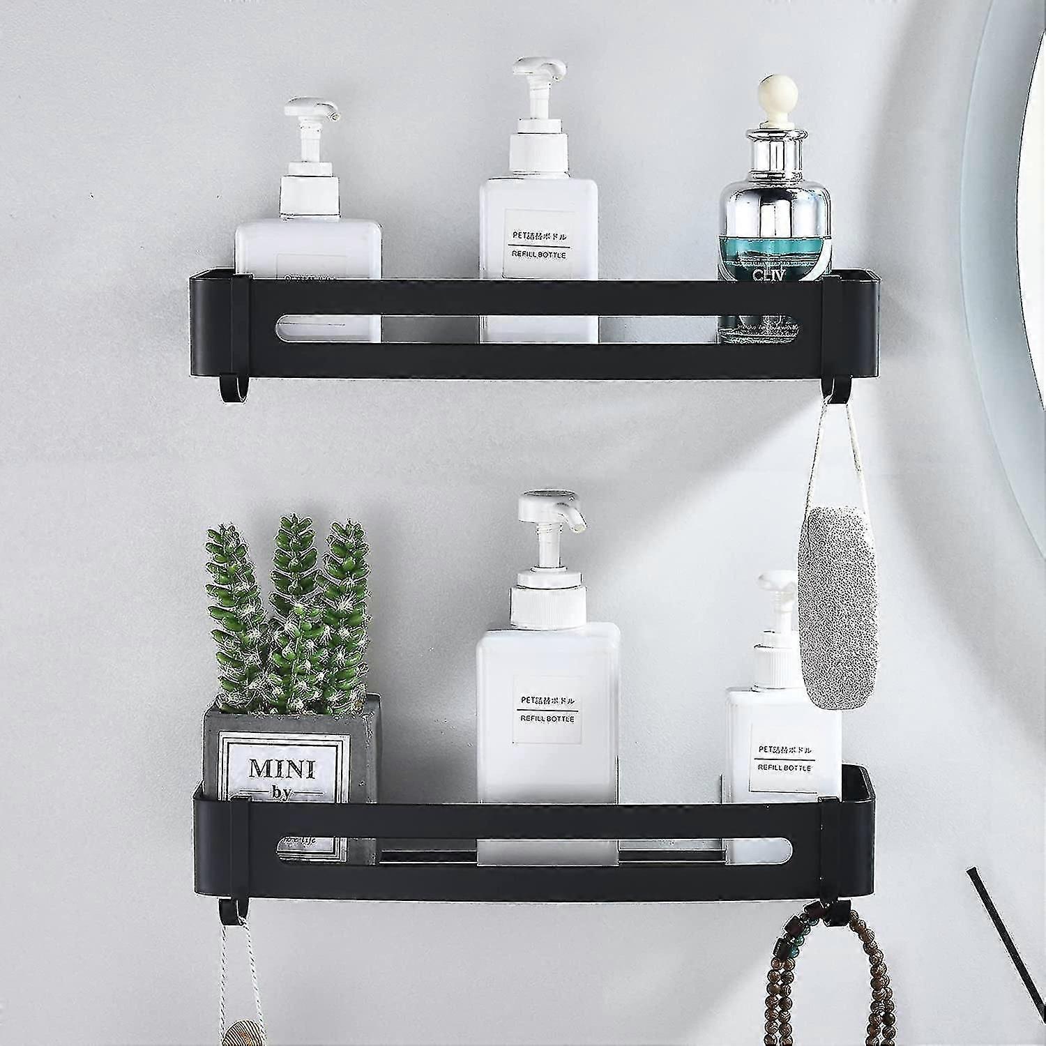 Shower Shelf Black Bathroom Shelf Without Drilling Wall Mounted