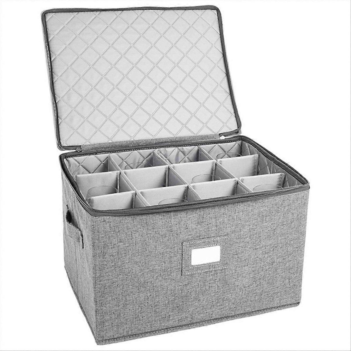 Champagne Flute Storage Box with Dividers, Champagne Glass Storage Container, Stemware Storage Case