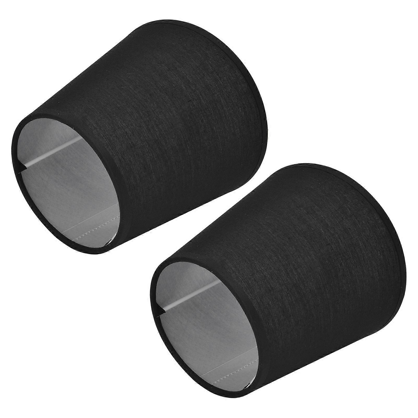 2Pcs Indoor Lamp Shade European Style Fabric Lampshade for E14 Chandelier Table Lamp Floor LampPX15 Black 