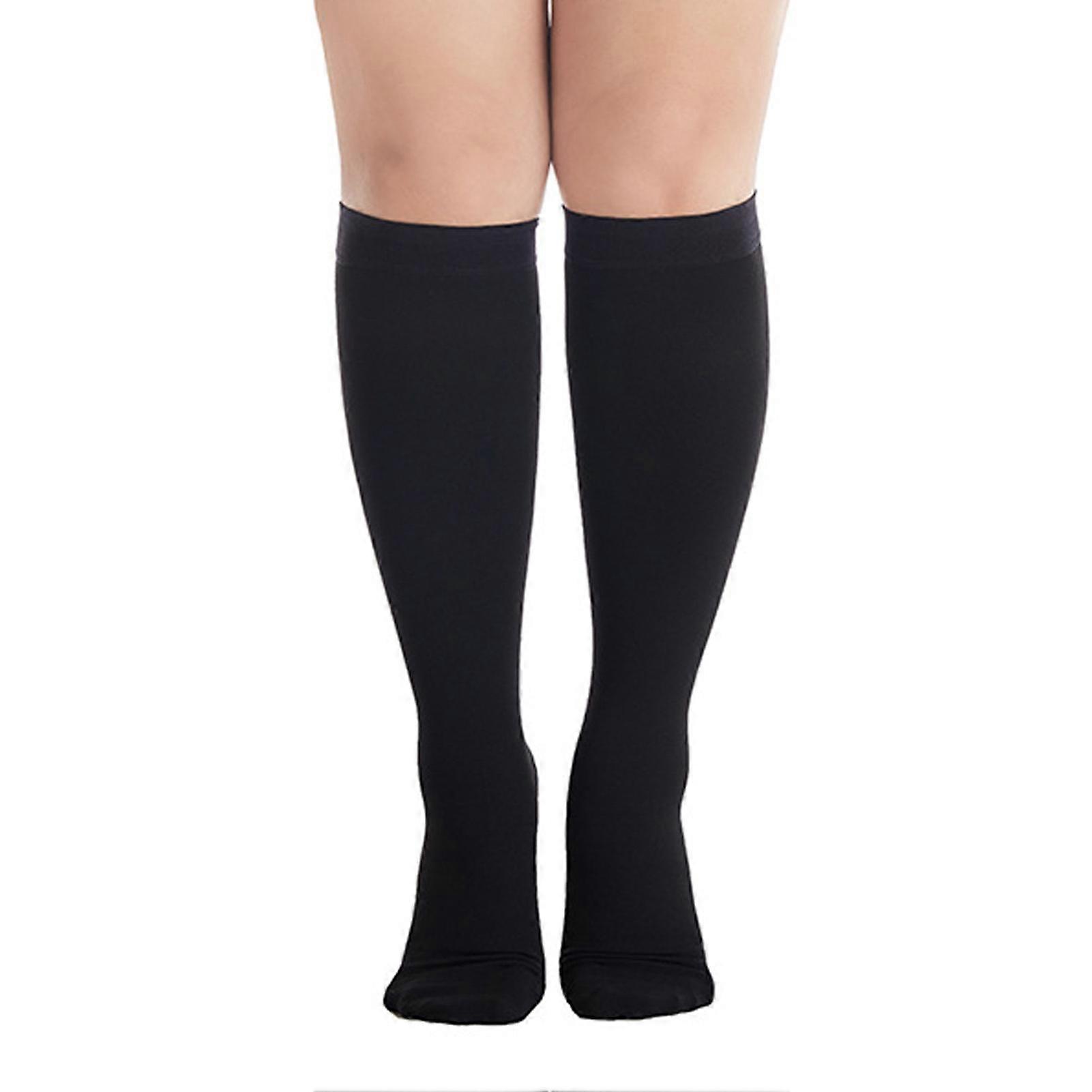 Knee High Compression Socks for Varicose Veins 23 To 32mmHg Support Stockings Plus Size Black 4XL 