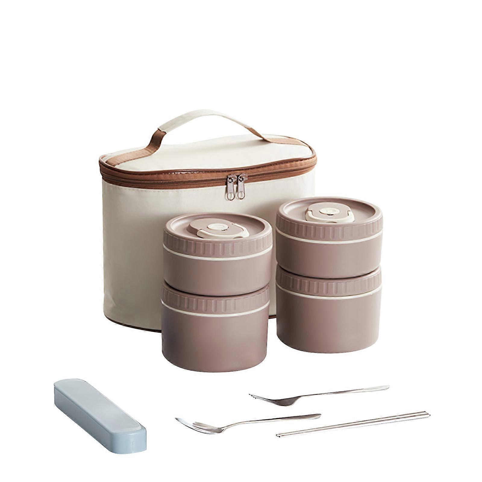 Large Capacity Nonrust Steel Bentos Box With Removable Inner Pot Electromagnetic Induction Heating Safe Leak proof Food Carriers For Adults Multicolor