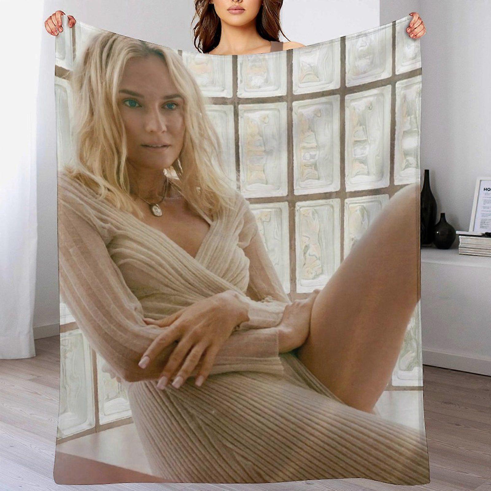 Diane kruger Warm Plush Blanket for Kids Lounge Travel Sleep No Shedding Gentle Touch Anti-Wrinkle Feel