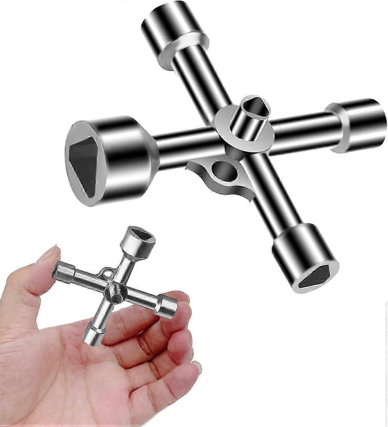 4 Way Triangle Key 5 Sizes 7mm/10mm/12mm/13mm/18mm Utilities Triangle Key for Electric Box, Gas, Water, Electric Meter, Cabinet Box, Silver