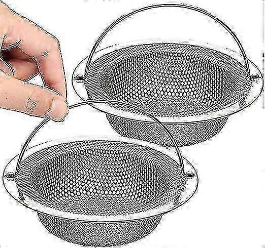 Set Of 2 Kitchen Sink Strainer, Stainless Steel Sink Drain Strainer With Lift Handle, Outer Diameter 11cm X Height 2cm