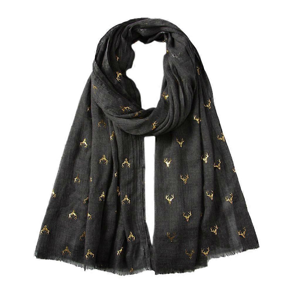 Bufanda de invierno cálida y cómoda Bufanda de ciervo navideño de algodón y lino bronceado
