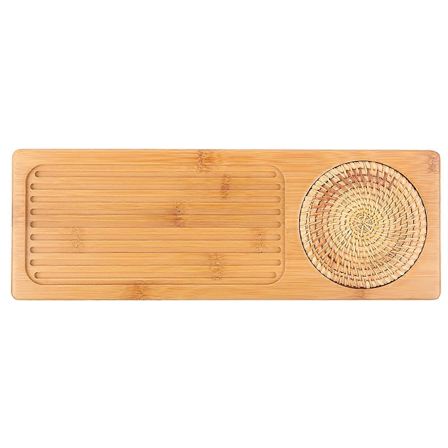 Portable Rectangular Shape Bamboo Tea Tray Storage Kung Fu Tea Teapot Serving Board