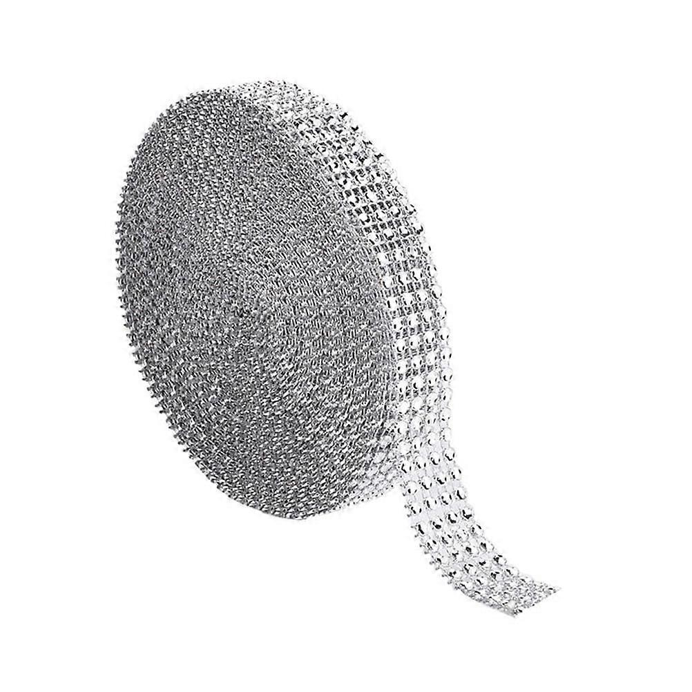 Eease 910cm Rhinestone Ribbon Bling Wrap 2cm Width Silver Ribbon for DIY