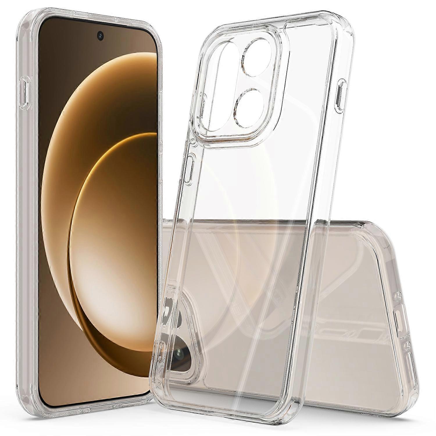 Capa transparente para celular compatível com OnePlus 15 5G, feita de TPU + acrílico, resistente a impactos.