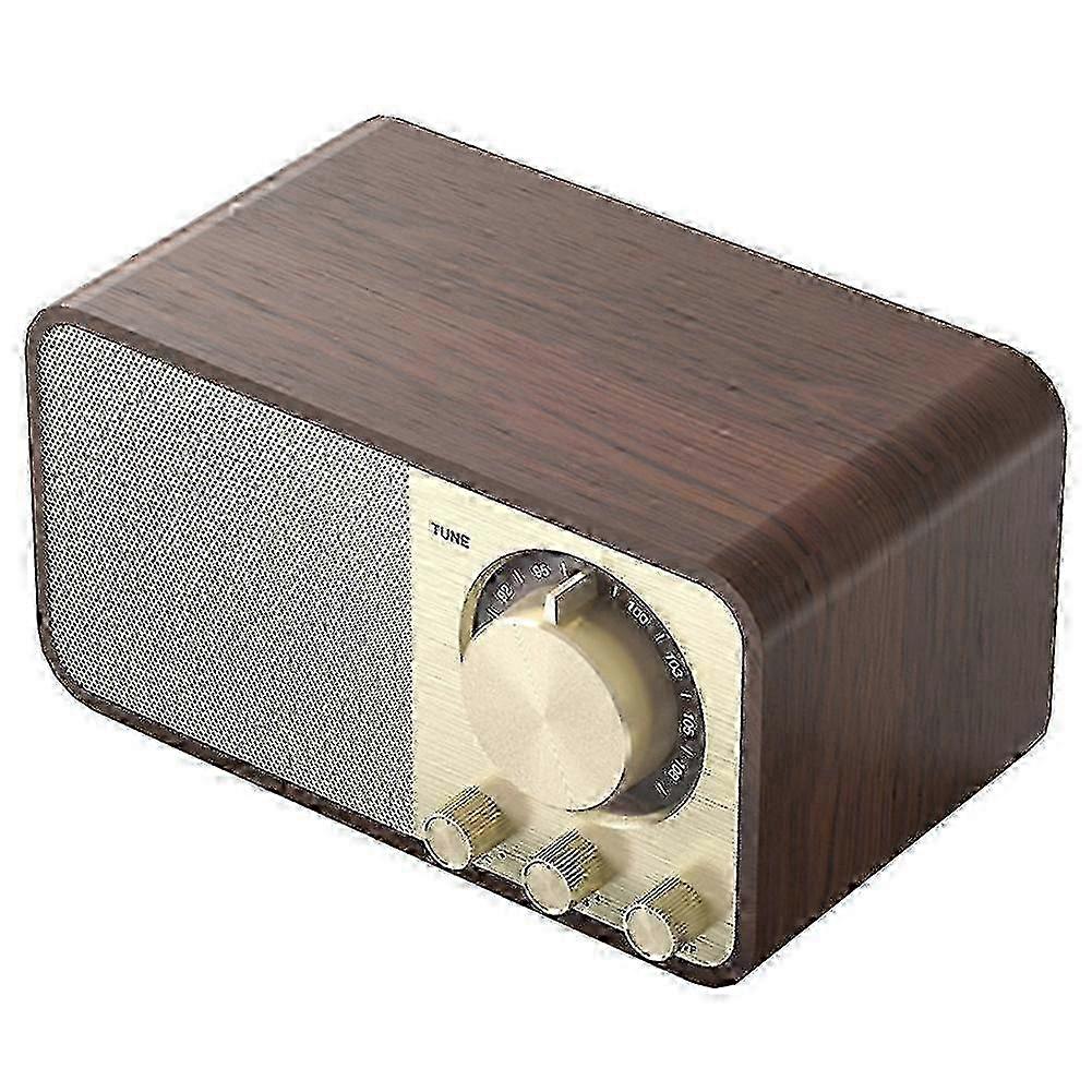 Retro Speaker Wooden Bluetooth 5.0 Speaker Wireless FM Radio Plug-in Speaker for PC, Laptop