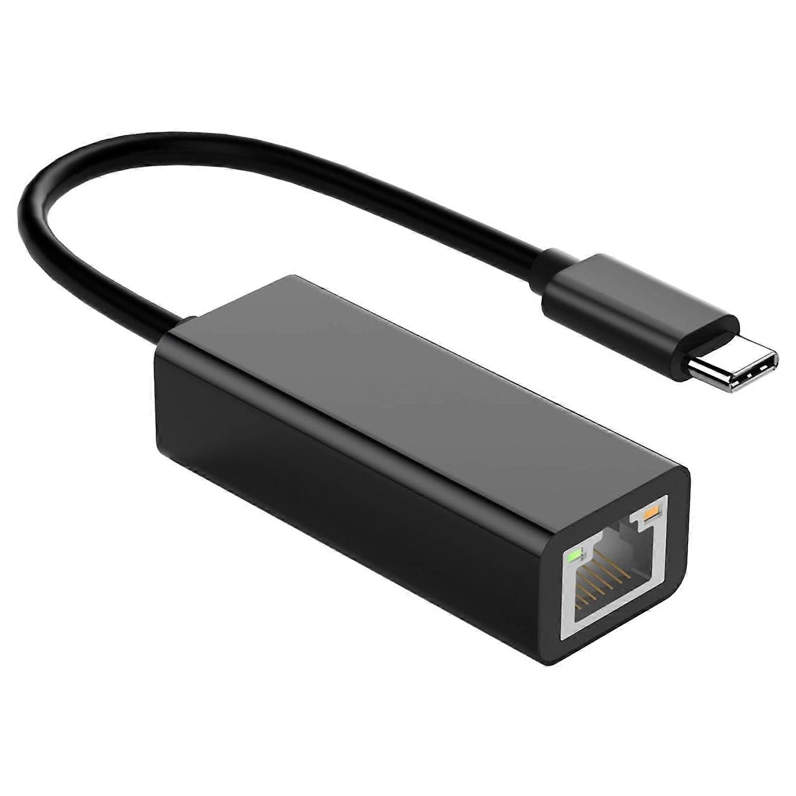 USB Type C Ethernet Adapter, USB TypeC Fast Ethernet, Compact Robust Design, Indoor Outdoor Use, Black