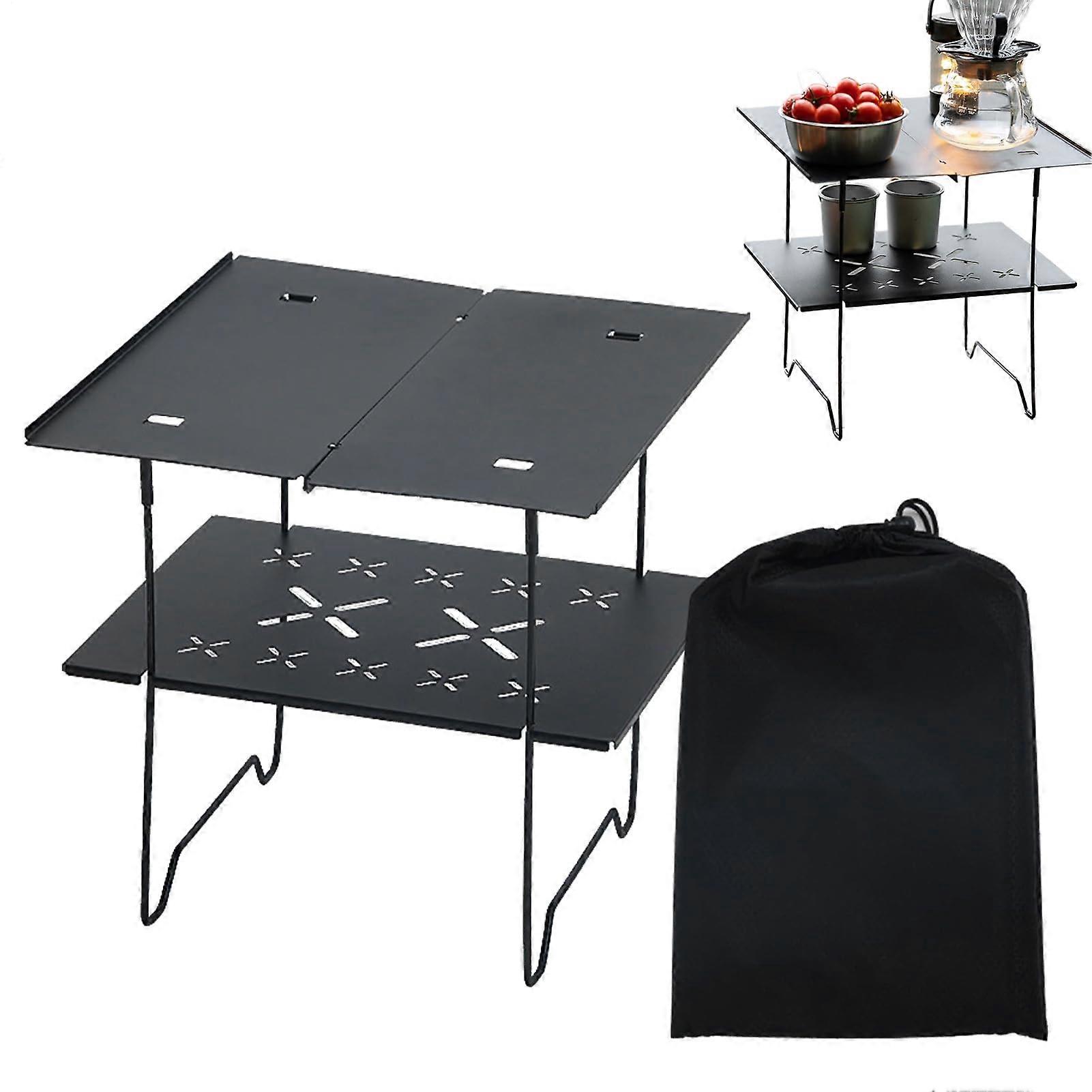 Small Fold Up Table TwoTier Folding Desk For Outdoor Cooking Beach Table Lightweight Portable