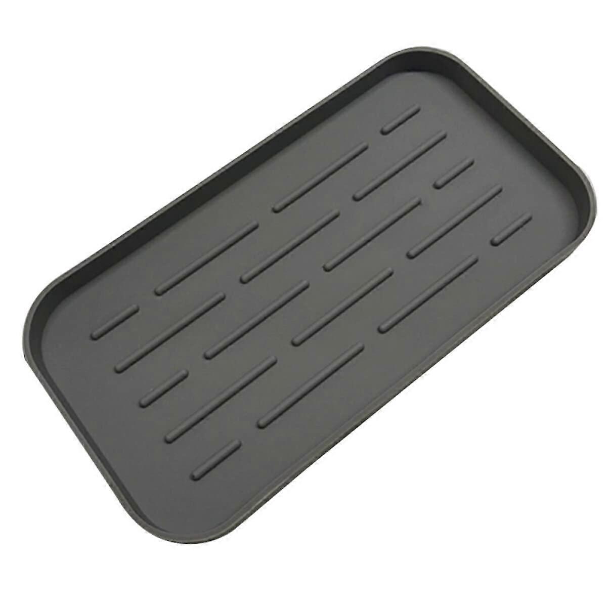 Large Silicone Dish Drainer Tray with Deep Grooves Over Sink Drying Rack Kitchen Organizer Mat