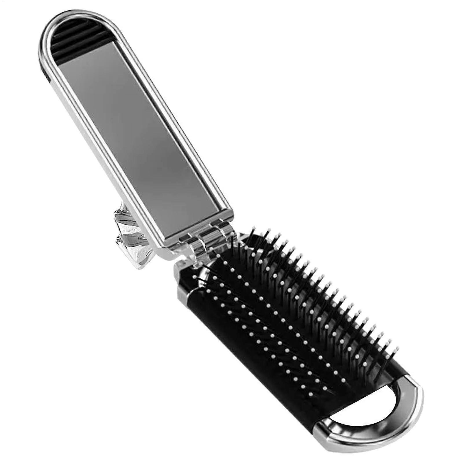 Mini Hair Brush With Mirror Compact Detangling Comb Lightweight Travel Size Pocket Size Grooming Tool Bow