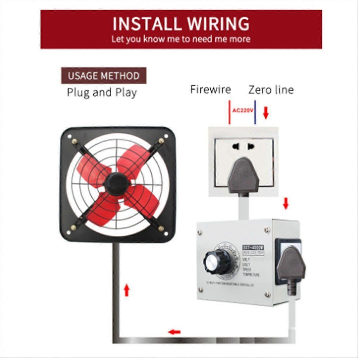 4000W Voltage Controller Adjustable SCR Dimmer UK Plug Stepless Variable Speed Regulator