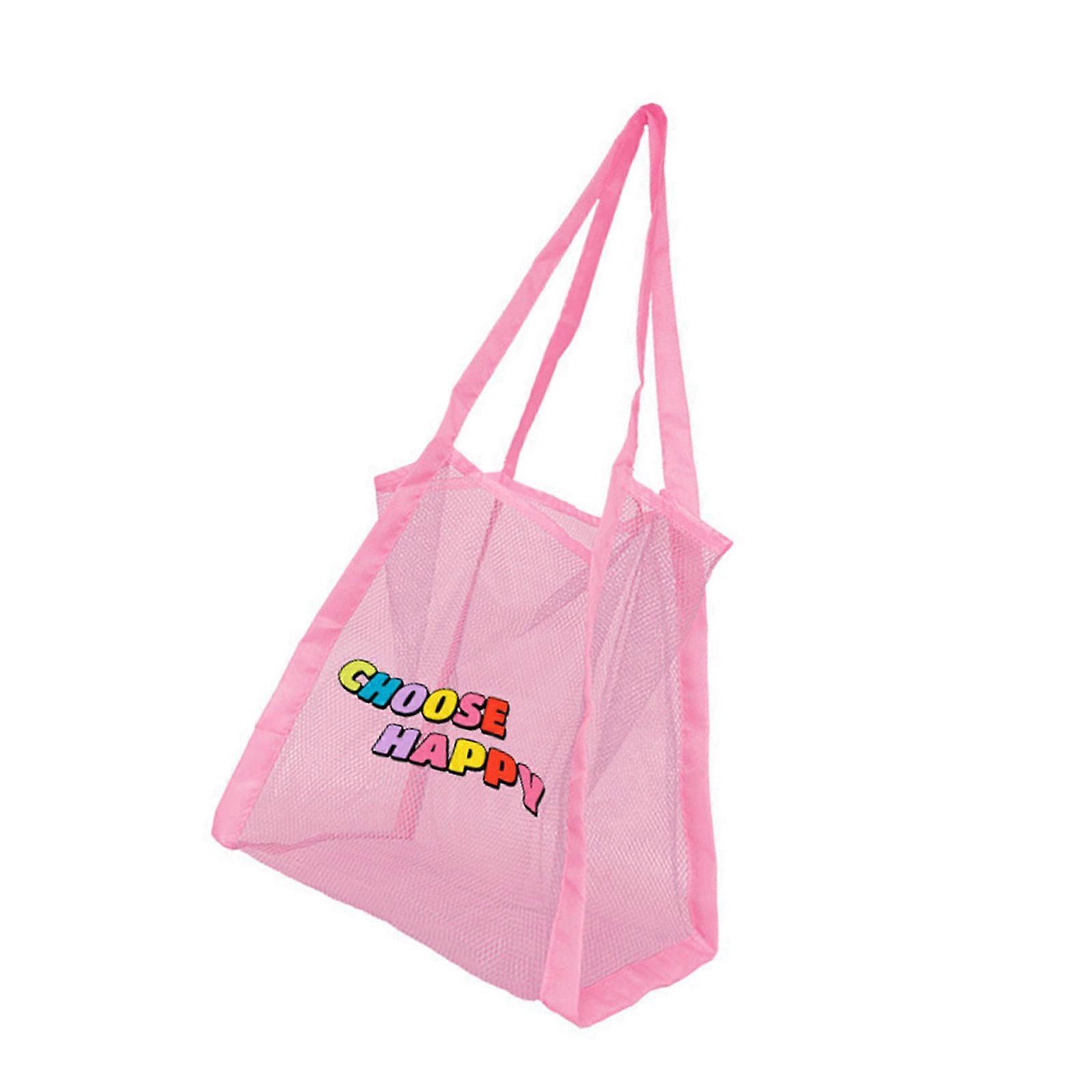 Reusable Sandproof Shell Collector Net Bag Collecting Bag Nylon Texture for Beachcombing and Outdoor Travel Essential  Pink Color