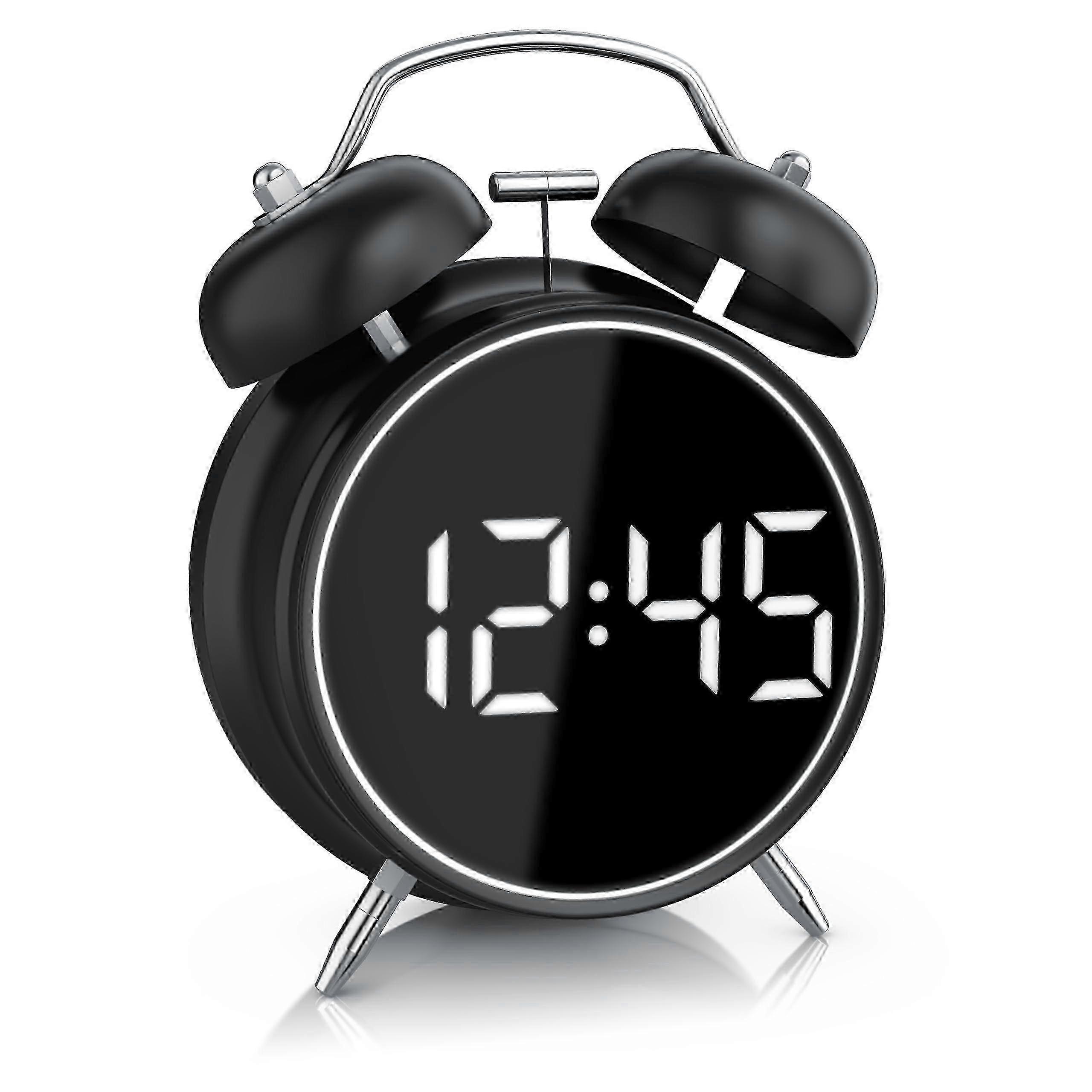 CSL  Digital Alarm Clock  Retro Design  Loud Bell Alarm  LED Display  Battery or USB  Black