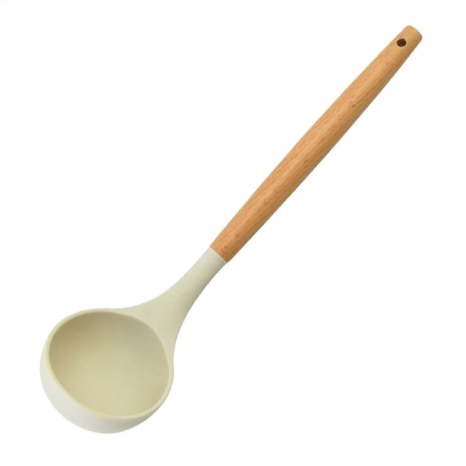 Silicone Cooking Utensil Set with Wooden Handles – Heat Resistant Nonstick Spatula, Turner, Spoon for Baking and Mixing