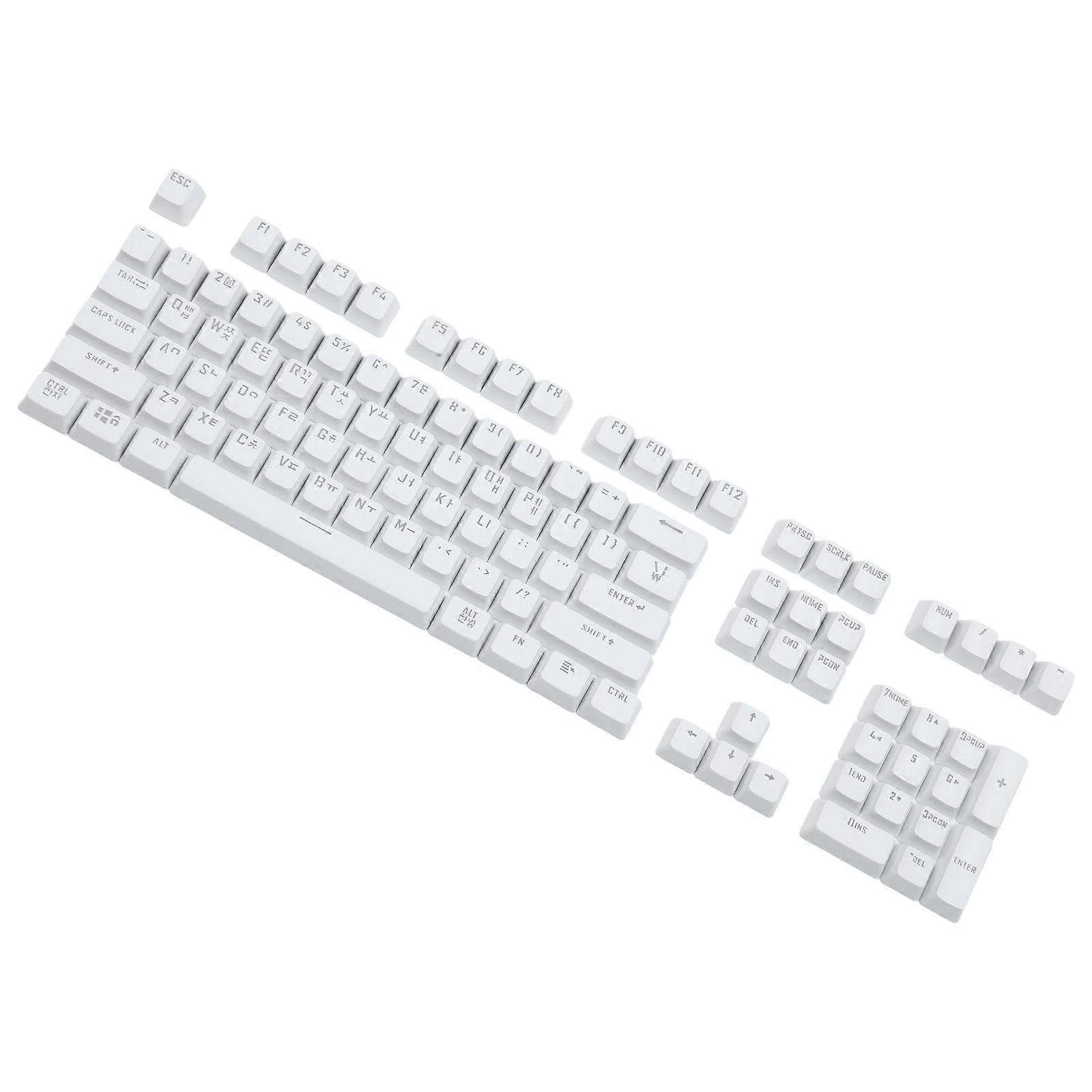 Korean Keycaps 104Keys OEM Profile Backlit Keycaps for 61/64/68/75/87/98/104 Keyboard for Customized Typing Experience  White